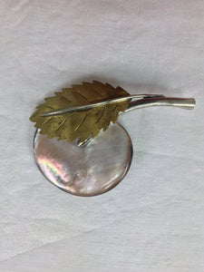 Fabrice Paris Large Mother of Pearl fFruit and Leaf Brooch