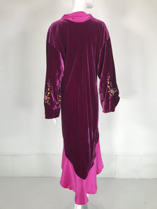 John Galliano 1920s Inspired Embroidered Velvet & Silk Evening Coat Early 2000s