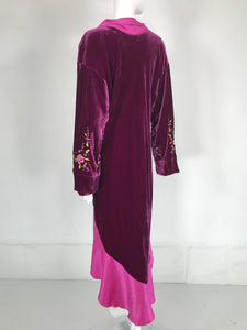 John Galliano 1920s Inspired Embroidered Velvet & Silk Evening Coat Early 2000s