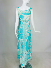 SOLD Emilio Pucci Aqua Print Silk Chiffon Maxi Dress