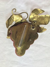 SOLD Fabrice Paris giant pink grapes with gold metal leaves brooch