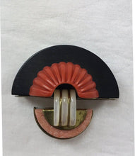 Fabrice Paris Art Deco Influenced Coral and Back Resin Gold Metal
