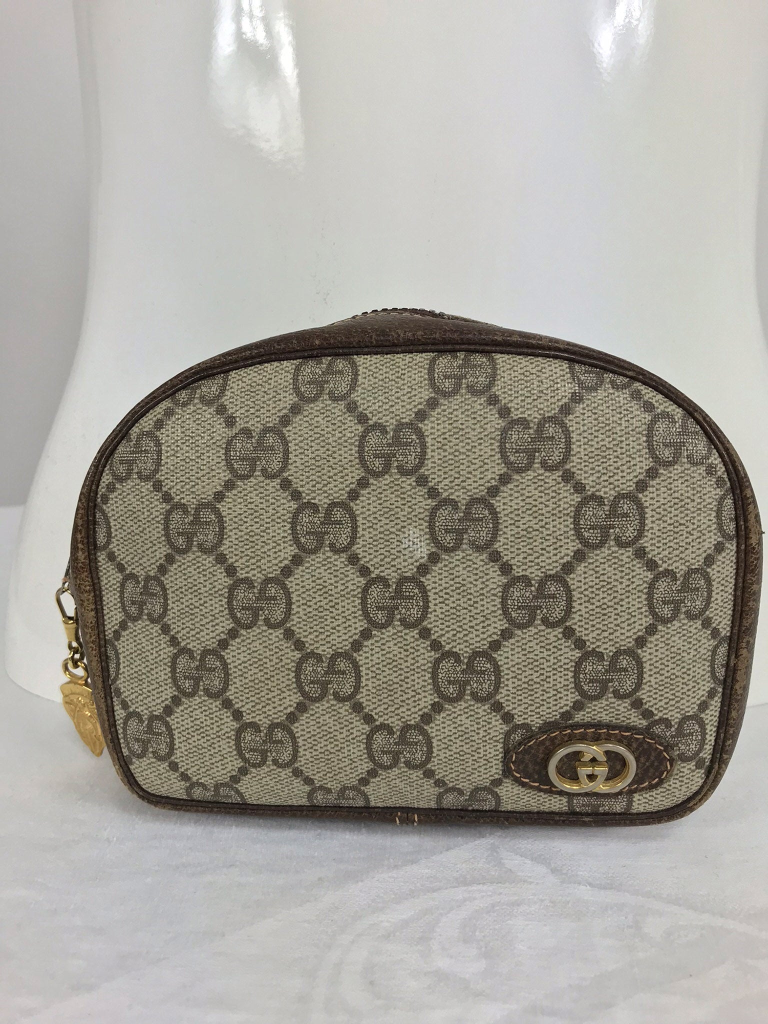 Gucci small leather and monogram vinyl cosmetic bag – Palm Beach Vintage