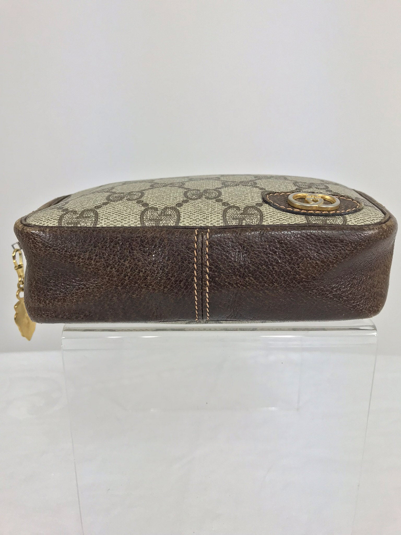 Gucci small leather and monogram vinyl cosmetic bag – Palm Beach Vintage
