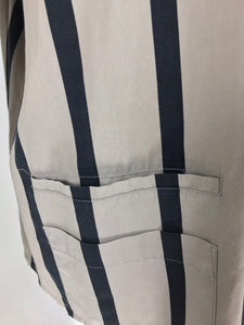 Yohji Yamamoto Mens Black and Taupe Cotton Stripe Button Front Work Jacket 1990