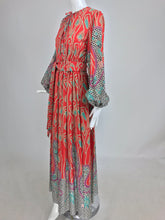 SOLD Richard Assatly Bohemian Cotton Mixed Print Maxi Dress 1970s
