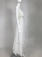 Vintage Roberta California White Gauze and Lace Maxi Dress 1970s