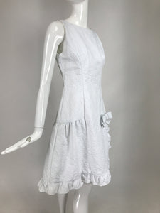 VintageVintage Matelassé White Cotton Ruffle Sun Dress 1960s Matelassé White Cotton Ruffle Sun Dress 1960s