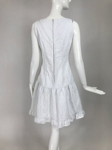VintagVintage Matelassé White Cotton Ruffle Sun Dress 1960se Matelassé White Cotton Ruffle Sun Dress 1960s