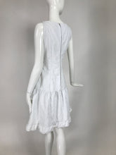 Vintage Matelassé White Cotton Ruffle Sun Dress 1960s