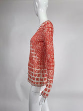 Jean Paul Gaultier Soleil Orange & White Mesh Gothic Alphabet Print Top L