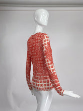 Jean Paul Gaultier Soleil Orange & White Mesh Gothic Alphabet Print Top L