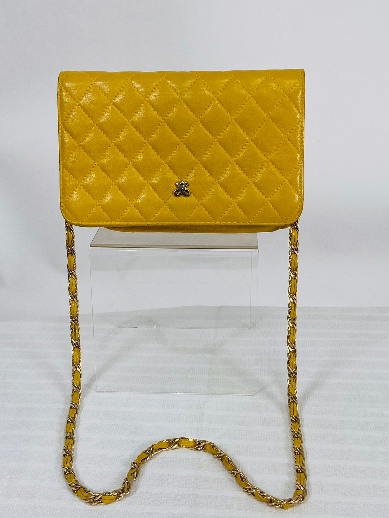 Jay Herbert Yellow Quilted Leather Mini Flap cross body Chain Strap Ba –  Palm Beach Vintage