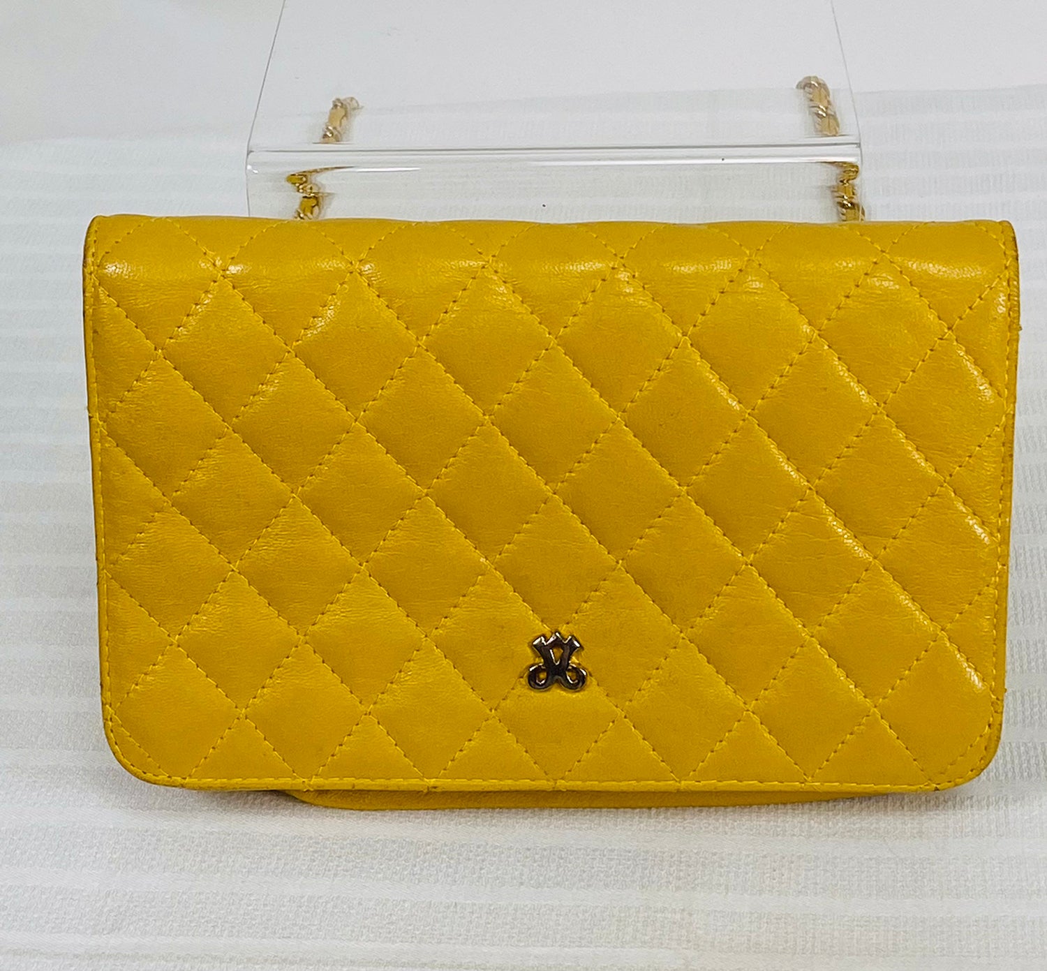 Jay Herbert Yellow Quilted Leather Mini Flap cross body Chain Strap Ba – Palm  Beach Vintage