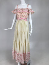 SOLD Vintage Mini Floral Tiered Ruffle Maxi Dress 1970s Prairie Style