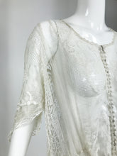 SOLD Vintage Handmade White Filet Lace with Embroidery and Cord Work Dress 1920s