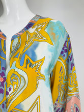 Emilio Pucci Silk Star Print Button Front Long Sleeve Dress