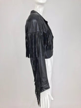 SOLD Maziar Betty Boop cowgirl black fringe leather jacket 1980s