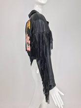 SOLD Maziar Betty Boop cowgirl black fringe leather jacket 1980s