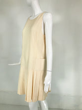 Karl Lagerfeld Cream Wool Drop Waist Pleated Skirt Sleeveless Dress 42