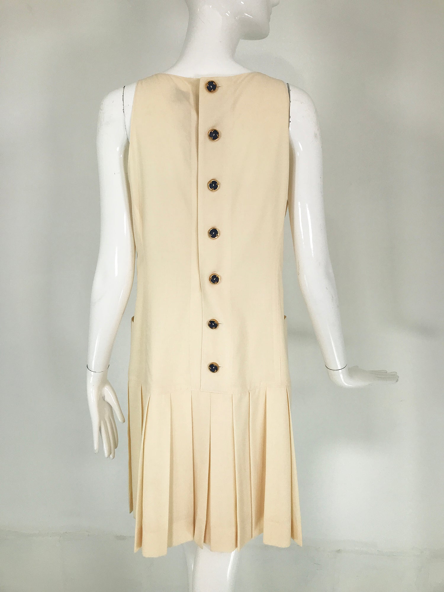 SOLD Karl Lagerfeld Cream Wool Drop Waist Pleated Skirt Sleeveless Dre Palm Beach Vintage SOLD Karl Lagerfeld Cream Wool Drop Waist Pleated Skirt Sleeveless Dre Palm Beach Vintage