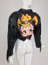 SOLD Maziar Betty Boop cowgirl black fringe leather jacket 1980s