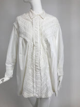 Victorian White Cotton Ruched Broderie Anglaise Eyelet Bed Jacket 1890s