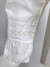 SOLD Victorian White Cotton Ruched Broderie Anglaise Eyelet Bed Jacket 1890s