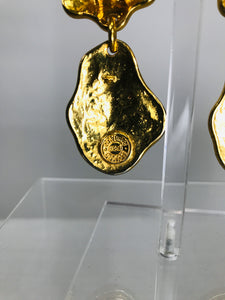 Vintage Eduardo Rambaud Paris Goldtone Enamel Drop Earrings 1990s