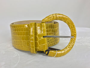 SOLD Tardini wide yellow crocodile belt NWT size Large 36