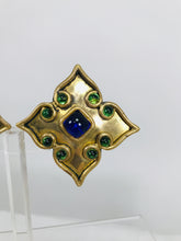 Vintage Isabel Canovas Goldtone Handmade Moorish Jewel Earrings 1990s