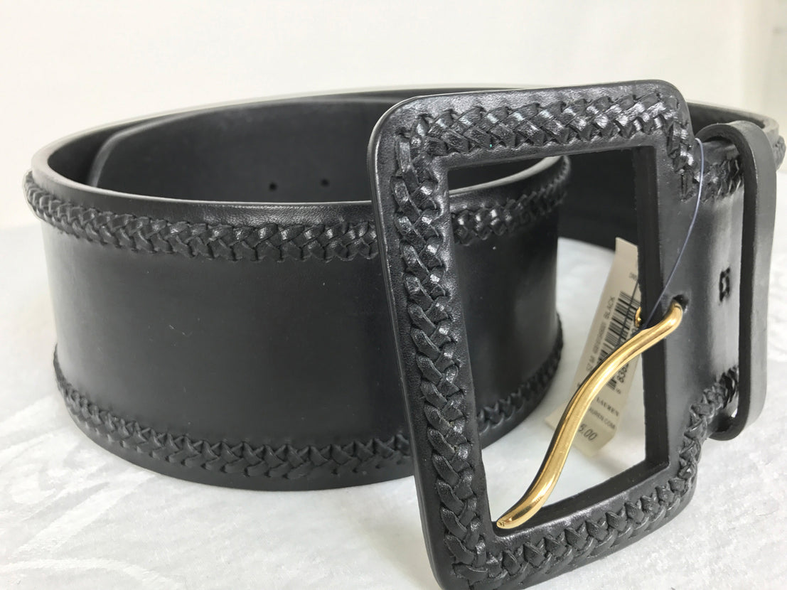 SOLD Ralph Lauren wide black harness leather laced edge  display picture 1