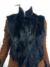 Donna Karan 30 Year Runway Fall 2014 Brown Suede & Black Goat Hair Jacket