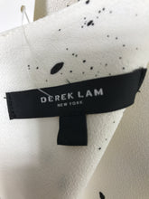 Derek Lam White & Black Crepe V Neck Bell Sleeve Dress 8