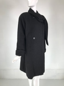 Christian Dior Charcoal Grey Mohair & Wool Winter Coat 1980s