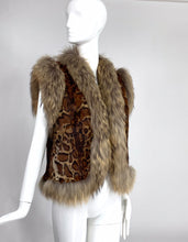 SOLD Vintage Fox Fur & Stenciled Faux Ocelot Fur Gilet 1970s