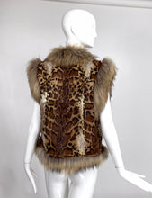 Vintage Fox Fur & Stenciled Faux Ocelot Fur Gilet 1970s