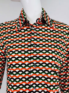 Emilio Pucci Signed Geometric Print Shirt 1970s