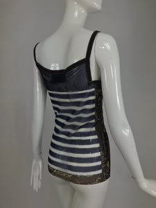 SOLD Jean Paul Gaultier signed nautical stripe mesh tank top dated 2001-02