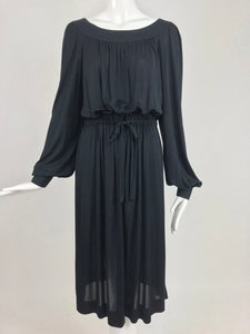 SOLD Pucci black silk jersey draw string waist dress 1960s