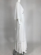 Vitnage White Gauze Embroidered Lace trim Maxi Dress 1970s