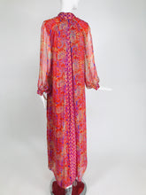 SOLD Vintage Raksha Bright Floral Silk Maxi Dress 1970s