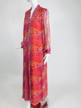 SOLD Vintage Raksha Bright Floral Silk Maxi Dress 1970s