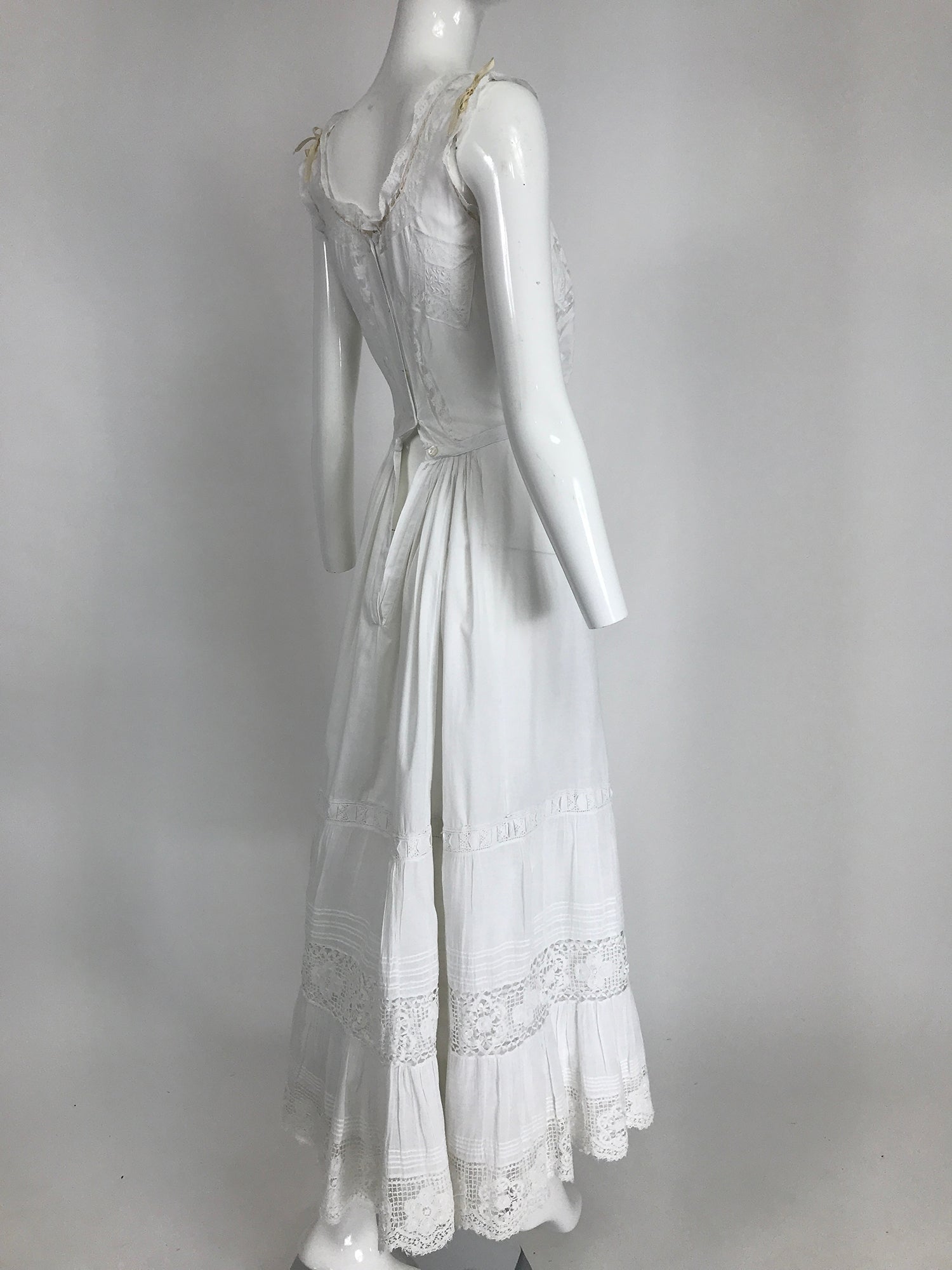 Victorian White Embroidered Cotton & Lace Long Camisole Petticoat Comb –  Palm Beach Vintage