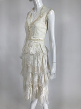 Gregory Parkinson Pieced Applique White Silk and Lace Dress