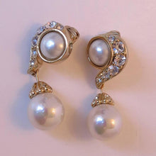 SOLD Christian Dior Rhinestone & Pearl Drop Clip On Earrings