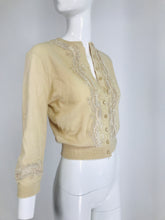 Vintage Abercrombie & Fitch Cream Cashmere Passementerie Sweater 1950s