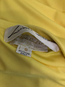 SOLD Victoria Royal Lillie Rubin Yellow Jersey Plunge Wrap Maxi Dress 1970s