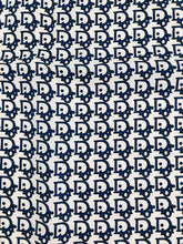Christian Dior Blue & White Silk Logo Scarf 18 1/8" x 18 1/2