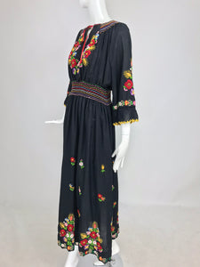 SOLD Vintage Hand Embroidered Czechoslovakian Smocked Peasant Dress